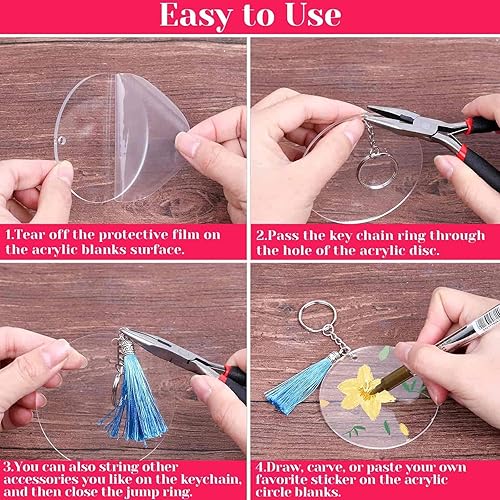 Miniatura 8 de Cludoo Adornos acrílicos transparentes de 3 pulgadas para manualidades, 30 piezas de adornos de acrílico redondo transparente en blanco con agujero,