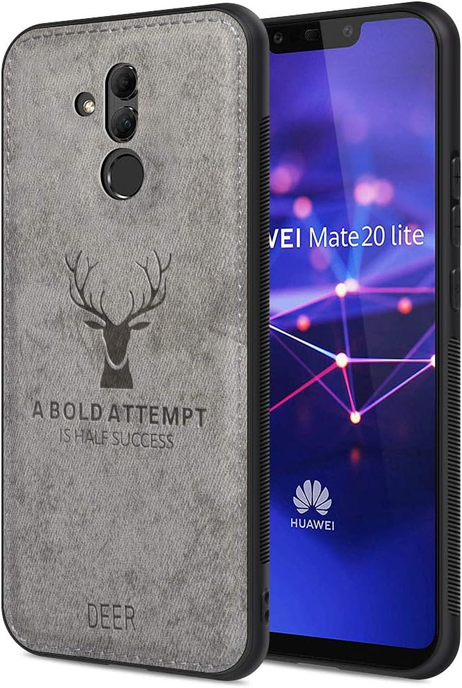 Huawei Mate 20 lite Waterproof Case Shockproof Snow-Proof Dirt-Proof Full Body Phone Protector Cover for Huawei Mate 20 lite with 3D Imprinted Deer Huawei Mate 20 lite Cellphone Case (Gray)