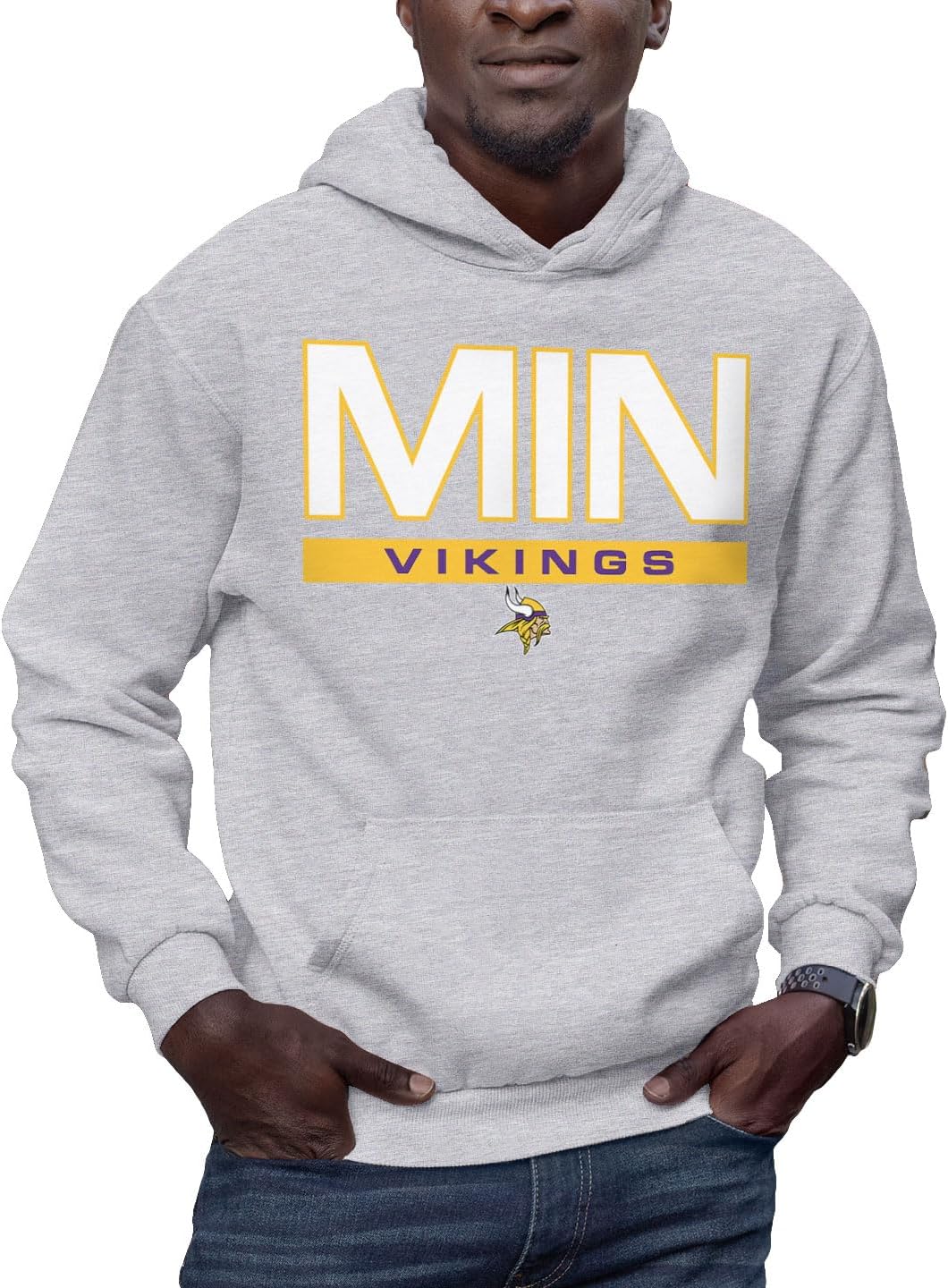 Hybrid Sports NFL - Minnesota Vikings - City Block - Men's and Women's Pullover Hooded Fleece Sweatshirt - Size 2 X-Large - Minnesota Vikings - Athletic Heather