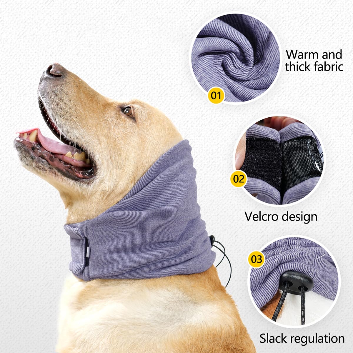 Collenatsy Dog Snood Ear Protectors Dog Ear Muffs Noise Protection Calming Hood Comfort Dog Winter Hat Neck and Ears Warmer Hood Calming Pet Ear Covers for Anxiety Relief and Calming(Dark Purple M) - Image 3
