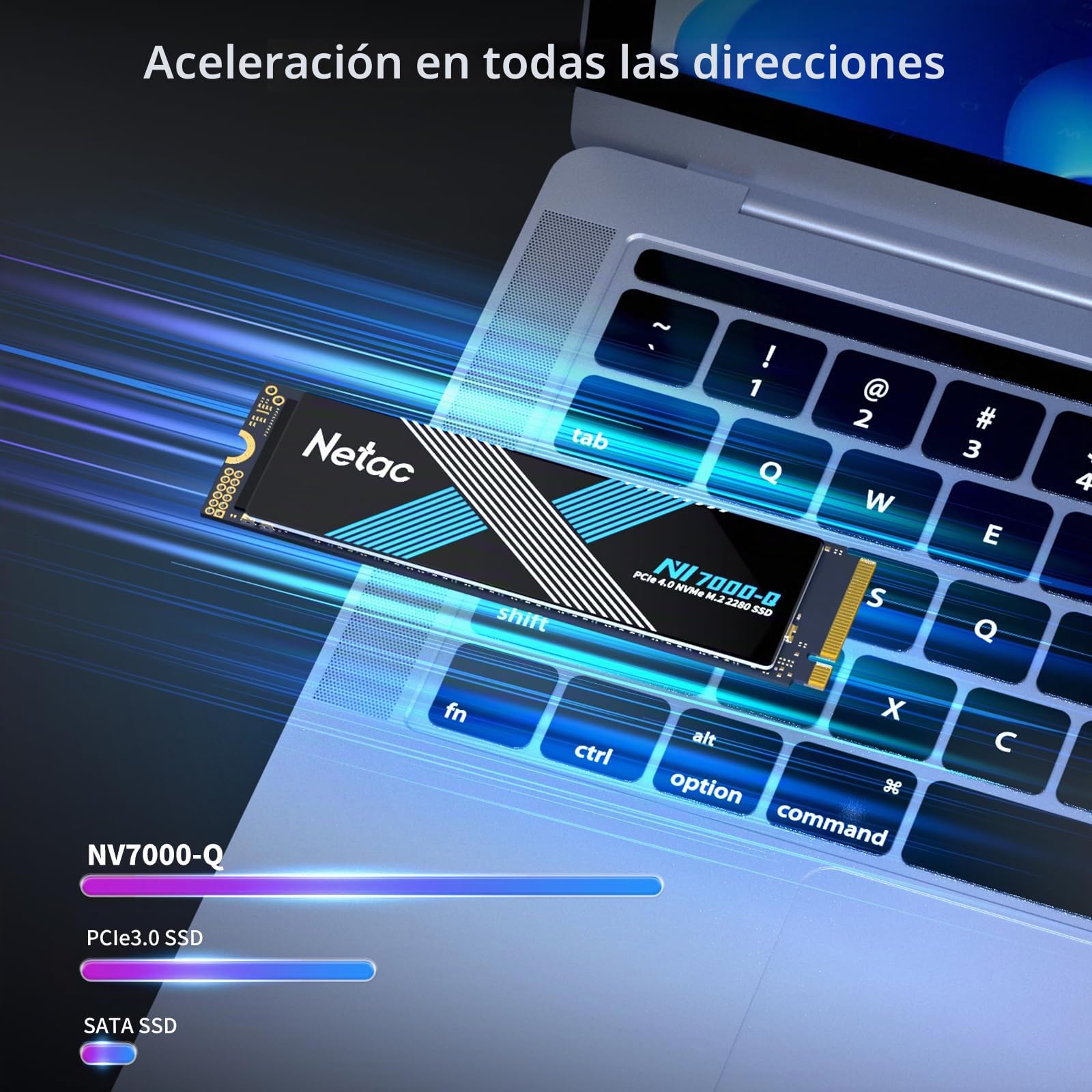 Netac NV7000-Q 1TB PCIe 4.0 Nvme SSD 1TB Unidad de Estado sólido Interna de hasta 7100MB/s para PC Gamer PS4