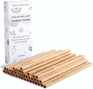 Uplifted Sip Reusable Bamboo Straws Rustic, Compostable Alternative to P...