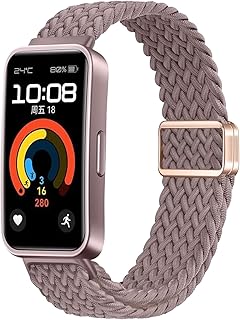 バンド Huawei Band 10/10 Aluminum Edition/Band 9/8 対応 バンド 交換ベルト 弾性ナイロン製 編組ストラップ 磁気バックル付き 交換用ストラップ - パープル