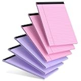 AILZFEI Pink Purple Small Legal Pad 5 x 8 College Ruled Color Legal Pads Paper Notepads 6 Pack Sturdy Back Writing Pads 5 x 8 Note Pads Perforated Narrow Ruled Pads of Paper