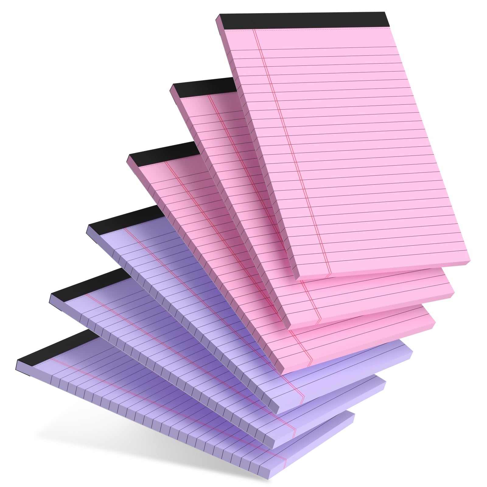 Pink Purple Small Legal Pad 5 x 8 College Ruled Color Legal Pads Paper Notepads 6 Pack Sturdy Back Writing Pads 5 x 8 Note Pads Perforated Narrow Ruled Pads of Paper