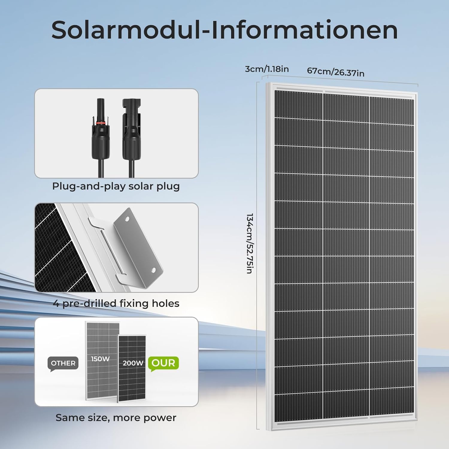 Panel Solar De 400 W, 2 X 200 W, Monocristalino, 12 V, Alta Eficiencia, Resistente Al Agua Ip68, Ideal para El Hogar, Caravanas, Barcos Y Soluciones De Energía Fuera De La Red, con 4 Conectores.