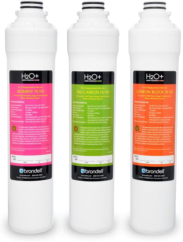 Brondell H2O+ Coral UC300 Three-Stage Undercounter Water Filtration System (UF-35 Replacement Filters)