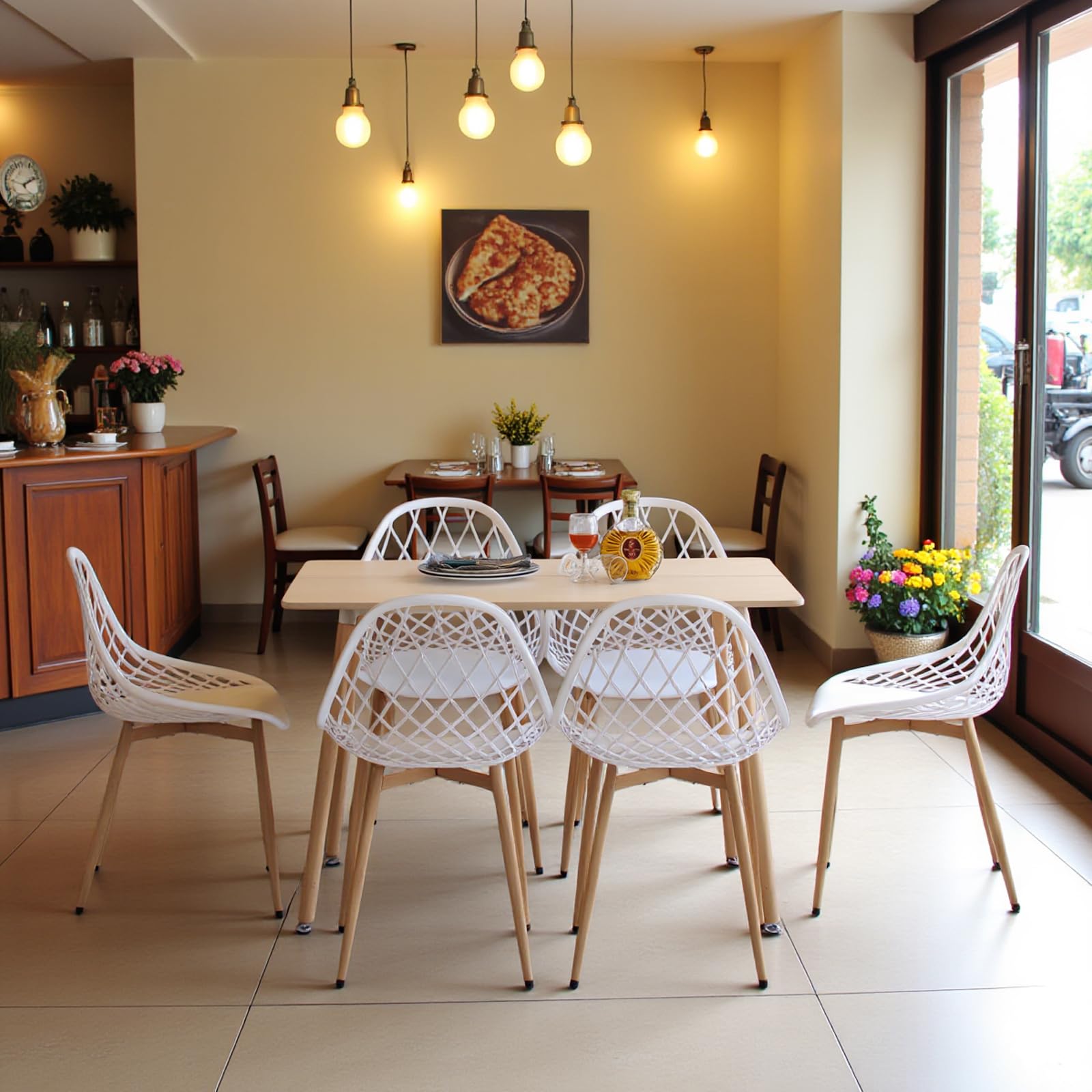 buybyroom Sillas Comedor Pack 6, Sillas de Comedor Modernas con Patas de Metal y Respaldo Ergonómico, para Comedor,Cocina, Reuniones, Salon, Recepción, Blanca
