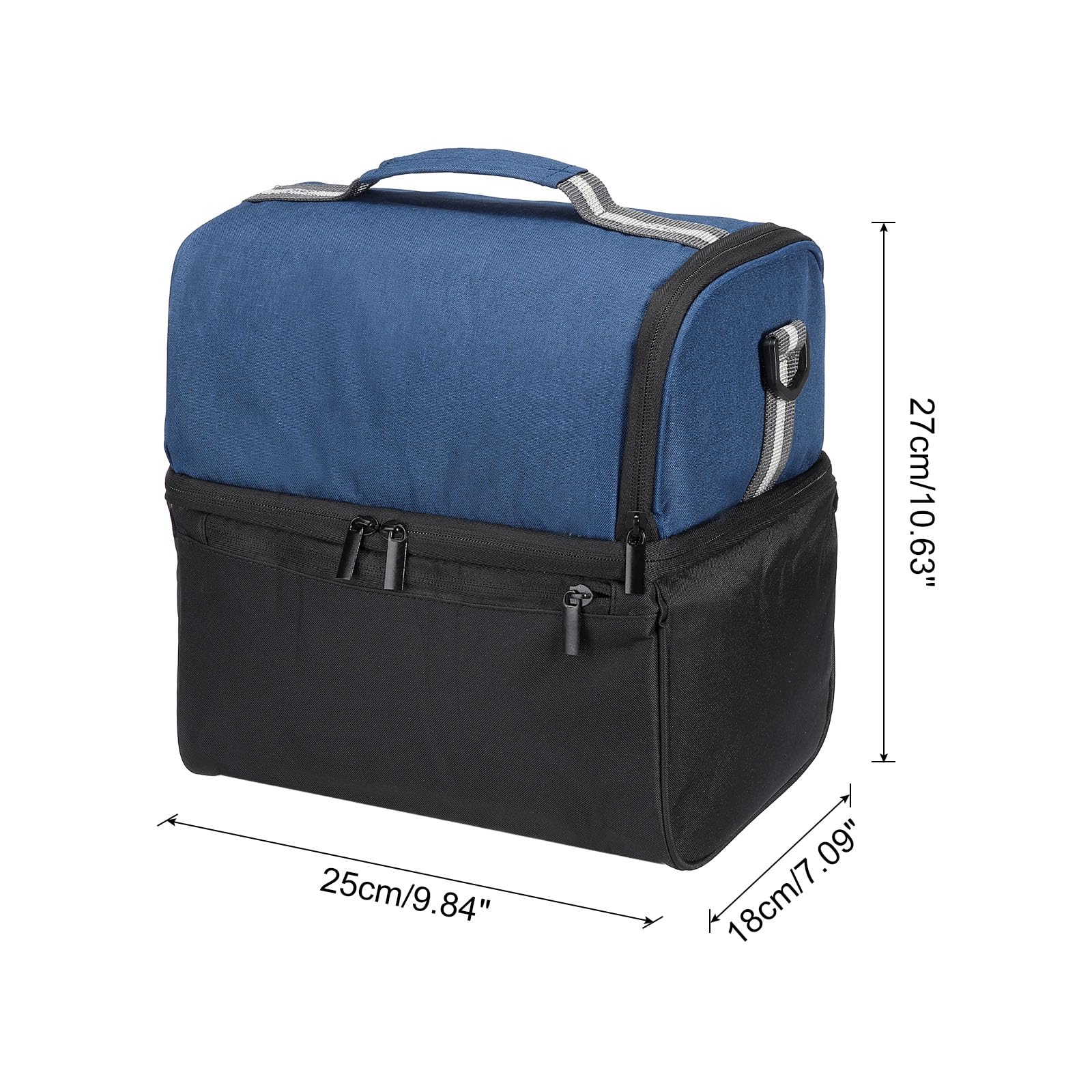 Sac à déjeuner isotherme en tissu Oxford imperméable, sac fourre-tout thermique portable, boîte à déjeuner, récipient alimentaire pour le travail, le bureau, le pique-nique en plein air, 26,7 x 18 x