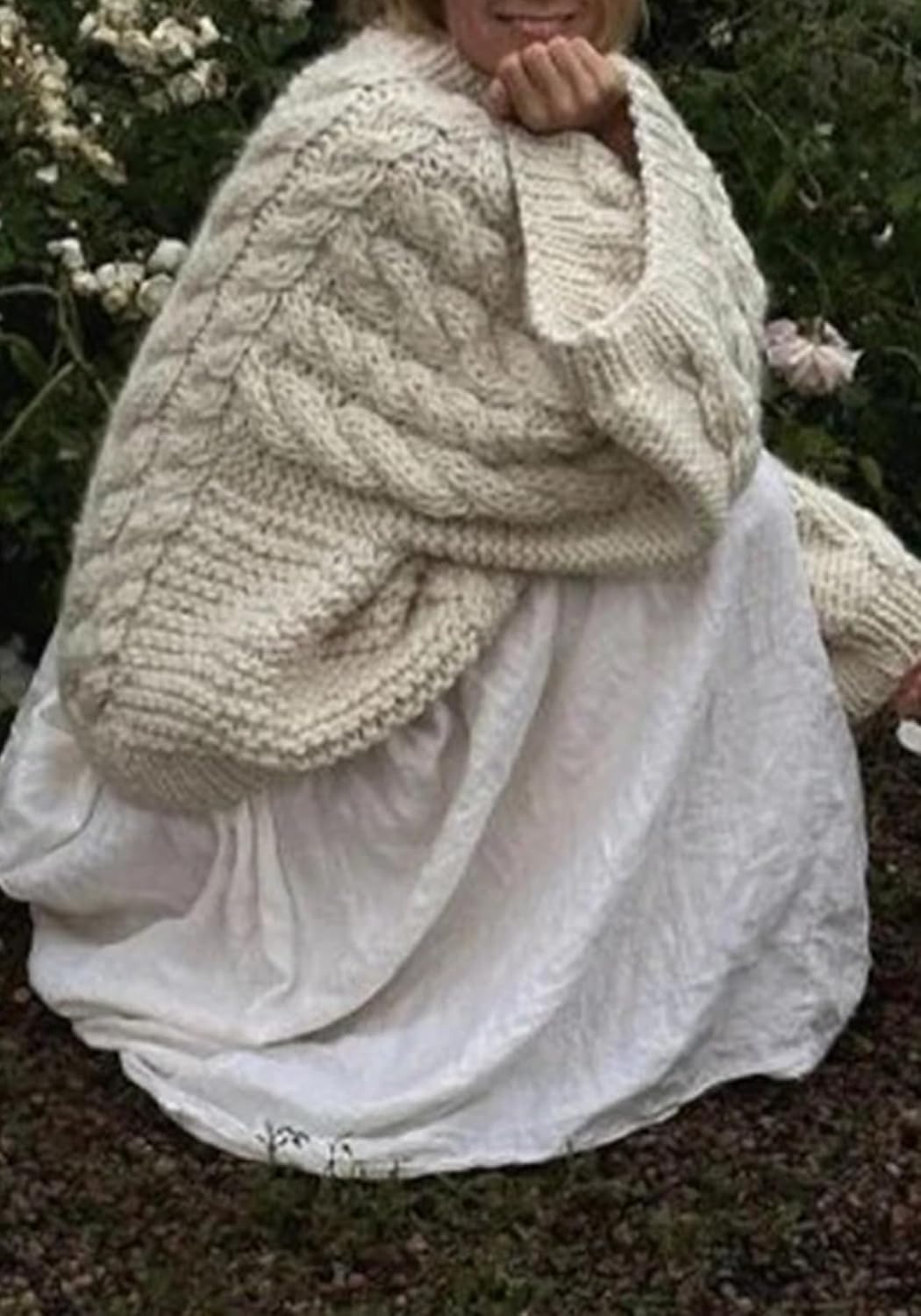 Tbahhir Women's Oversized Cable Knit Sweaters Crewneck Pullover Loose Long Sleeves Ribbed Chunky Slouchy Tunic Tops - Image 6