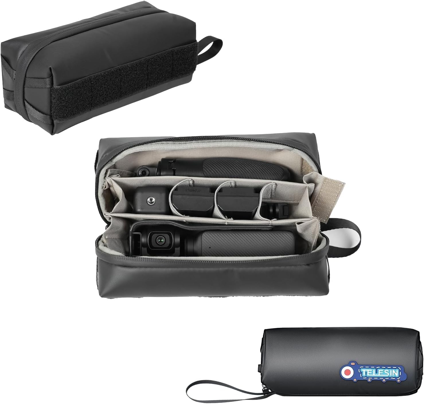 TELESIN Pocket 3 Carrying Bag Protective Case, Waterproof Portable Case with Hand Strap for DJI Osmo Pocket 3, Black