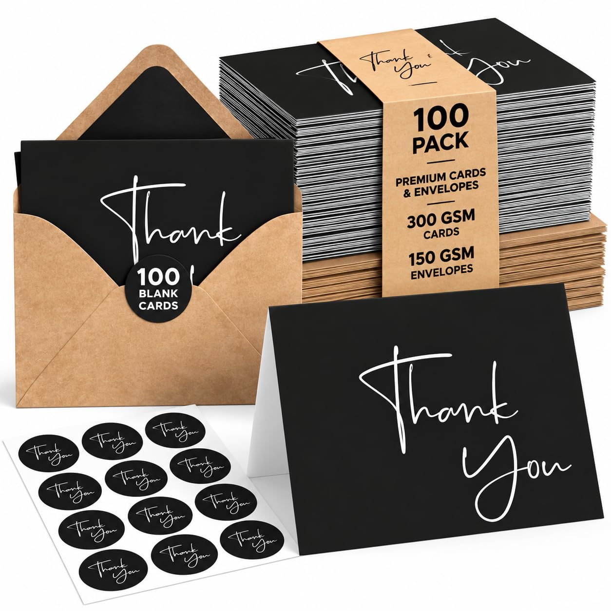 Amazon.com: VNS Creations Thank You Cards With Envelopes -100 Pack