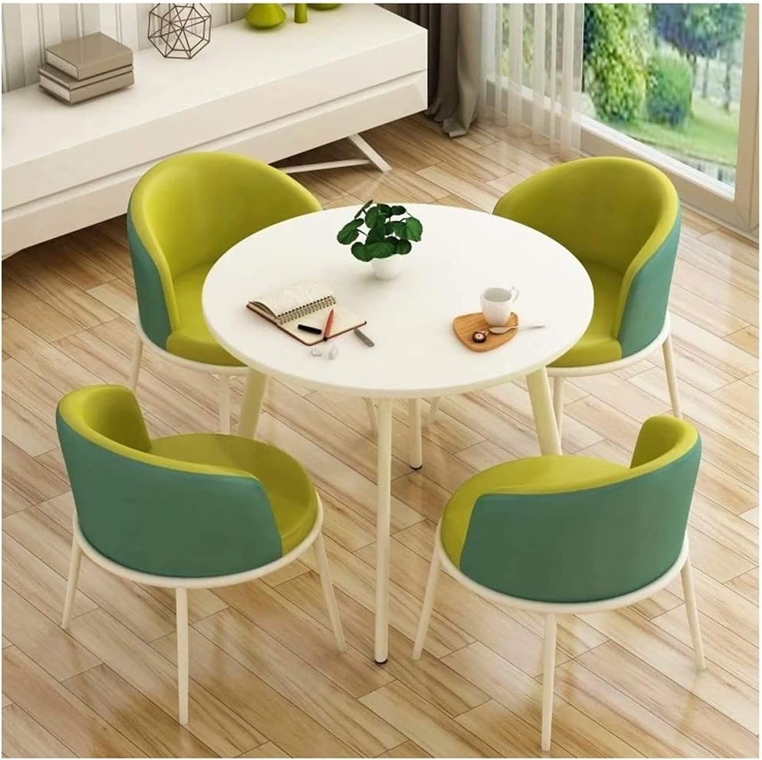 Office Table and Chair Set Hotel Reception Lounge Negotiation Table and Chair Set Tea Shop Coffee Shop Dessert Shop Clothing Store Office Lounge Meeting R (Green 2-One Size)