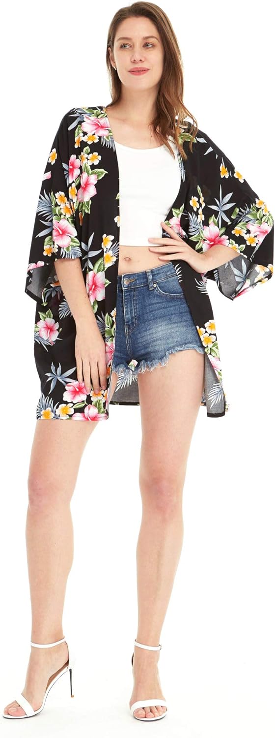 Matchable Family Hawaiian Luau Men Women Girl Boy Clothes in Hibiscus Black
