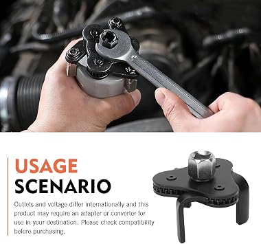 Oil Filter Wrench, 3 Jaw 2 Way Oil Filter Remover Tool from 2-1/5 Inch to 4.25 Inch, Universal for 1/2 & 3/8 Inch Square Drive Socket (Black)