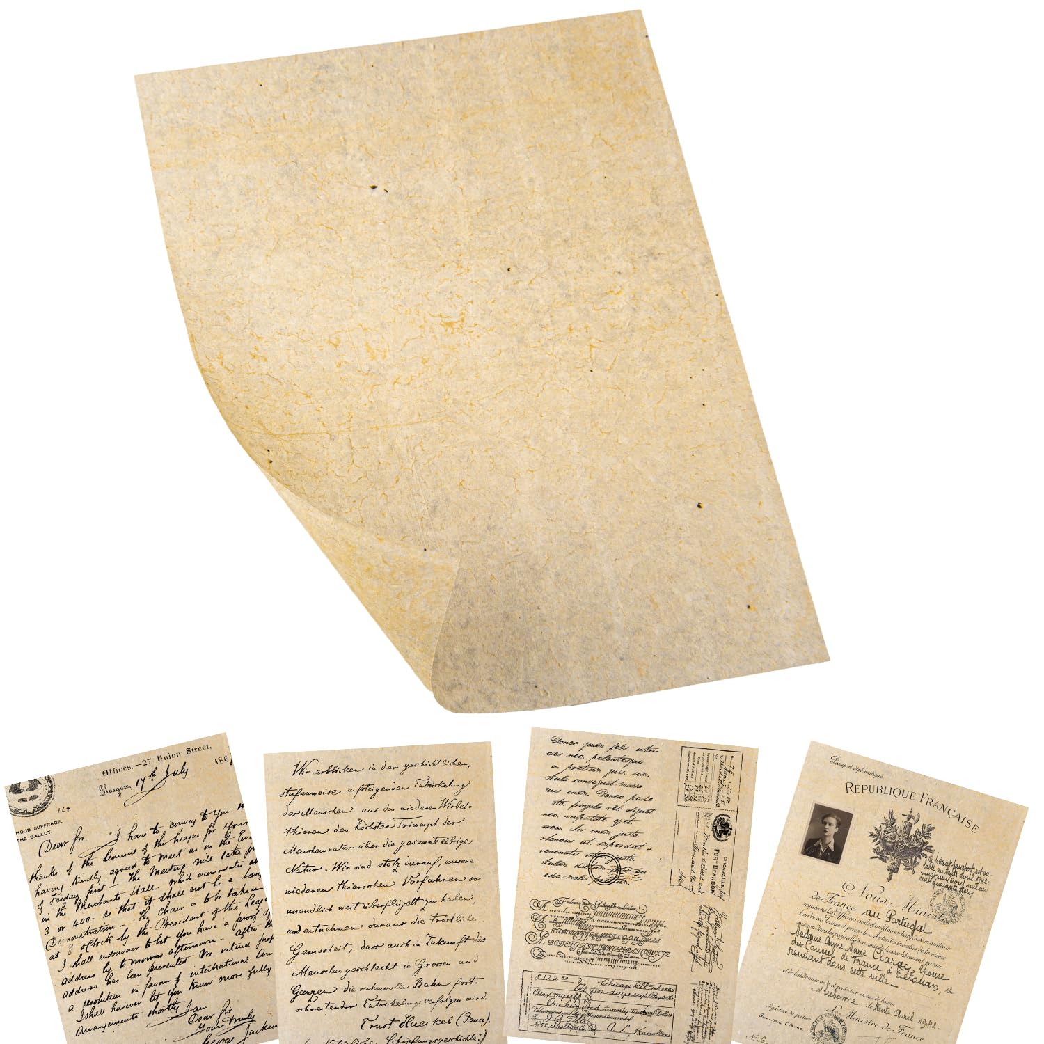 Papier parchemin vintage A4 100 g/m² Lot de 50 feuilles pour imprimantes et loisirs créatifs