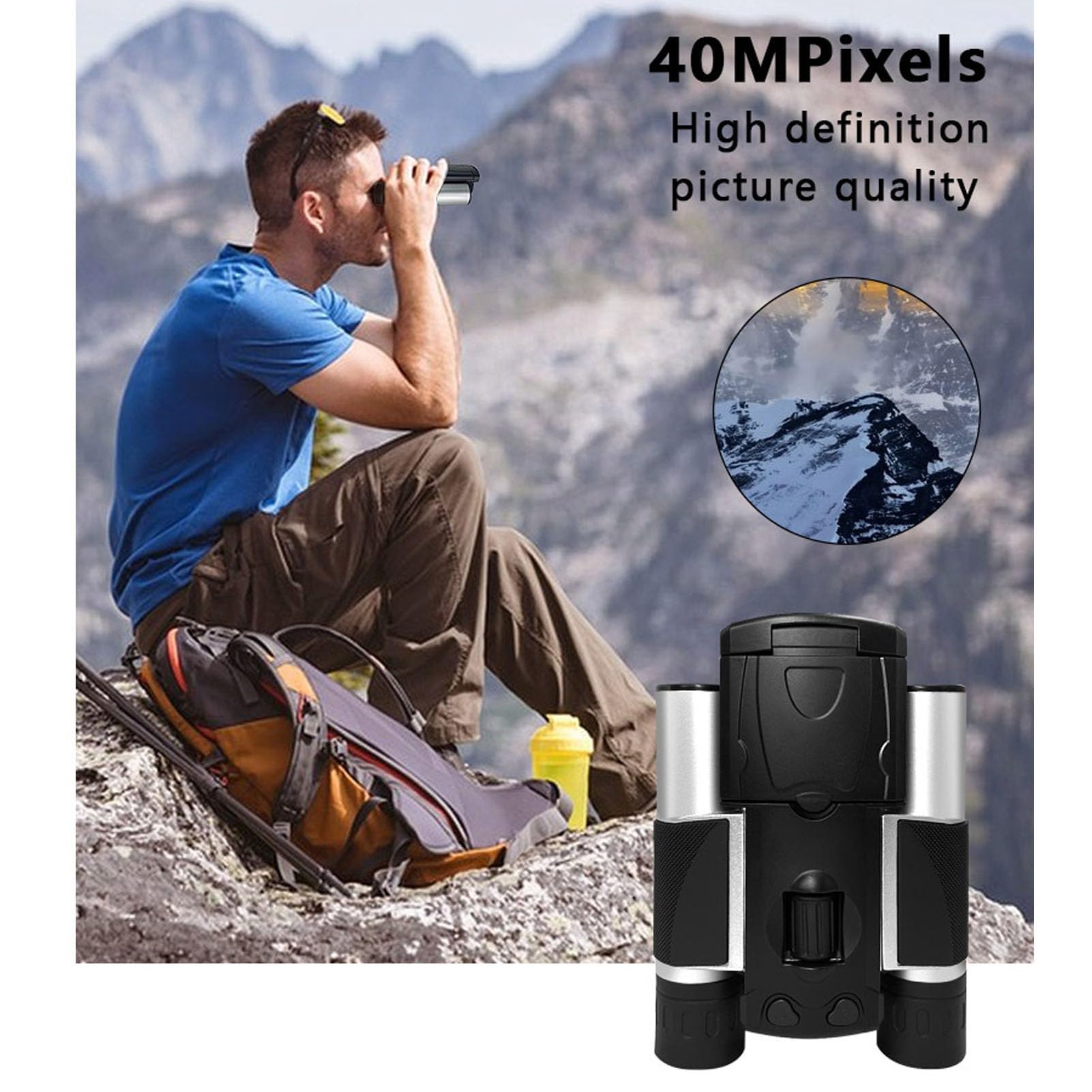 Prismáticos Digitales LCD de 2 Pulgadas con Cámara para Adultos, Grabador de Fotos y Vídeo de 1280 X 1080 de 5 MP, Carga Tipo C, para Observación de Aves, Caza, Conciertos y