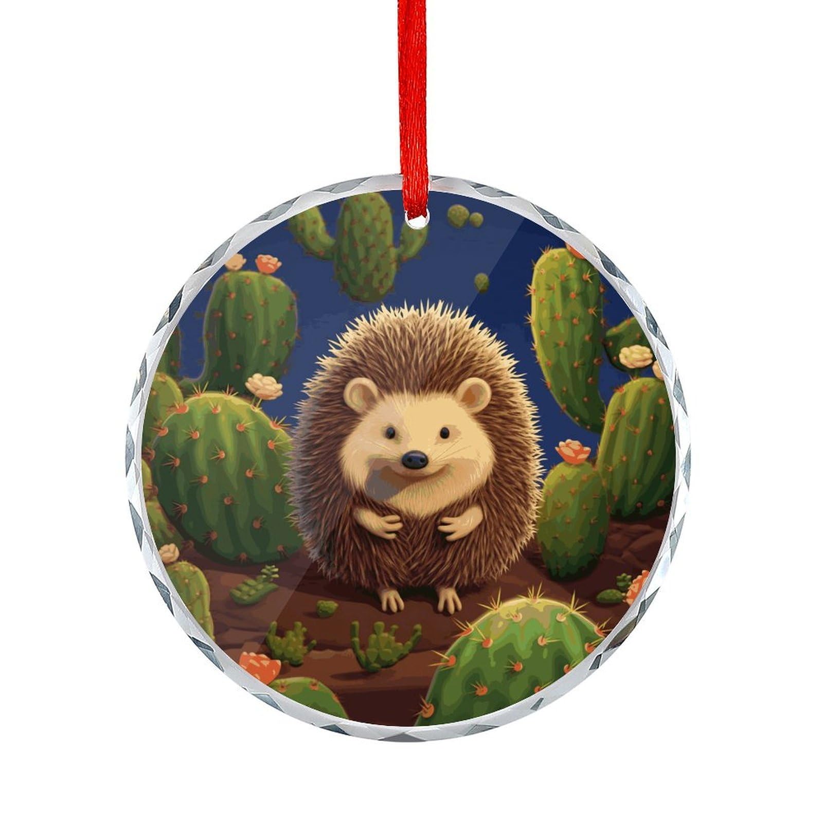 Btcowzrv Style Hedgehog Cactus Round Ornament Hanging Pendant Decor