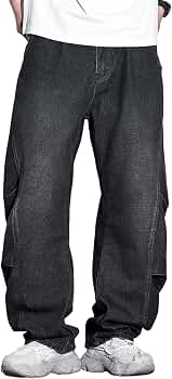 Djeanxa Men's Plus Size Baggy Jeans Elastic Waisted Oversized