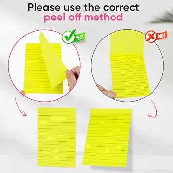(12 Pack) Lined Sticky Notes 4x6 Inch, 12 Bright Colors - Sticky Note with Lines, Strong Adhesive & No Residue - Large Sticky Notes Thick Paper, for Office School Home Organization 30 Sheets/Pad