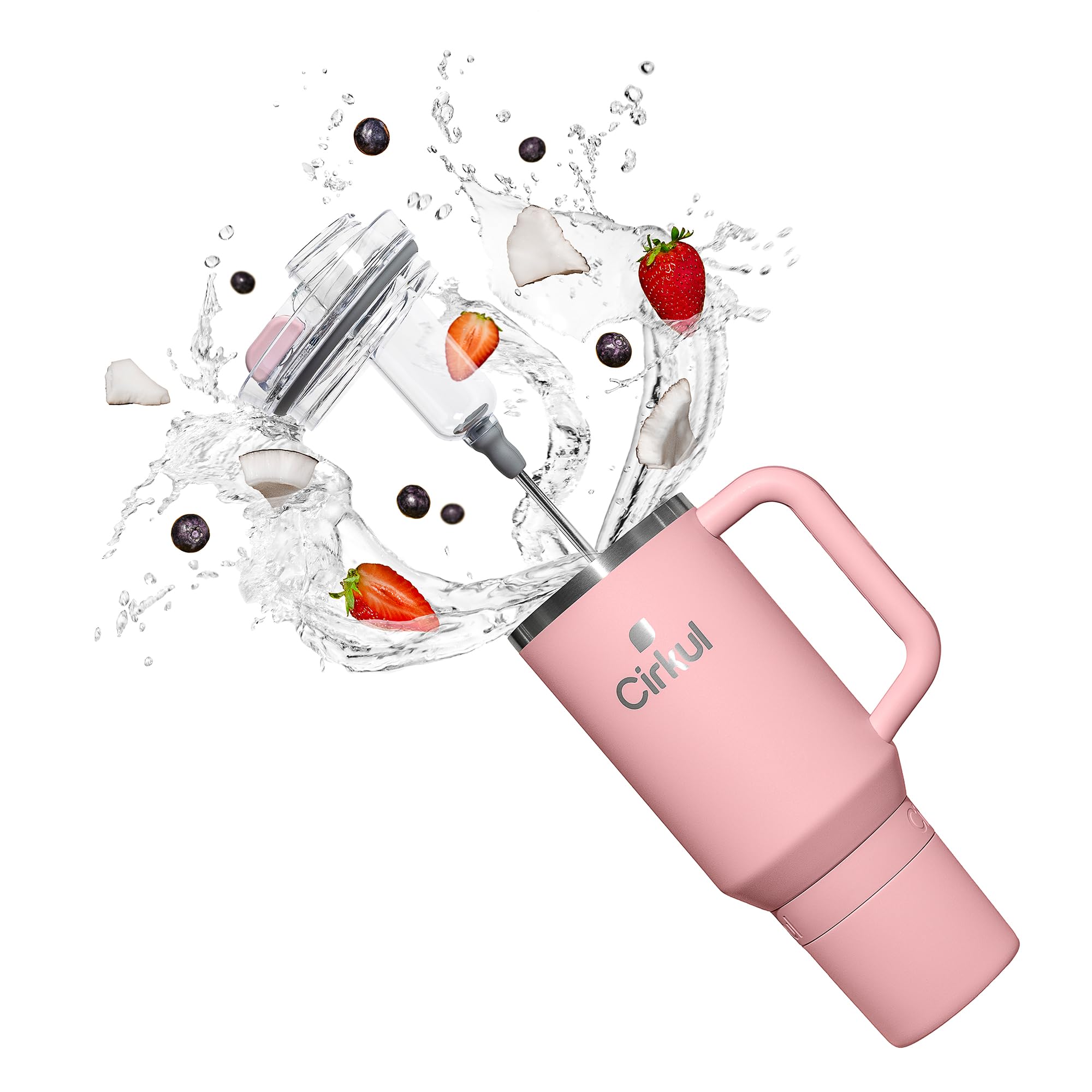 Cirkul 40oz. Blush Stainless Steel Tumbler with Handle, All-Day StrawSip™, Double-Wall Insulated