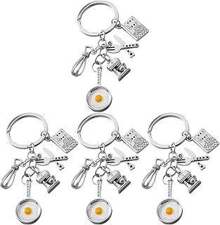 4pcs 4pcs Culinary Keychain for Catering Staff Birthday Gratitude Gift | Smooth Edges, Compact Silver Accessory, Attaches to Bags and Backpacks, Helps Keep Keys Together