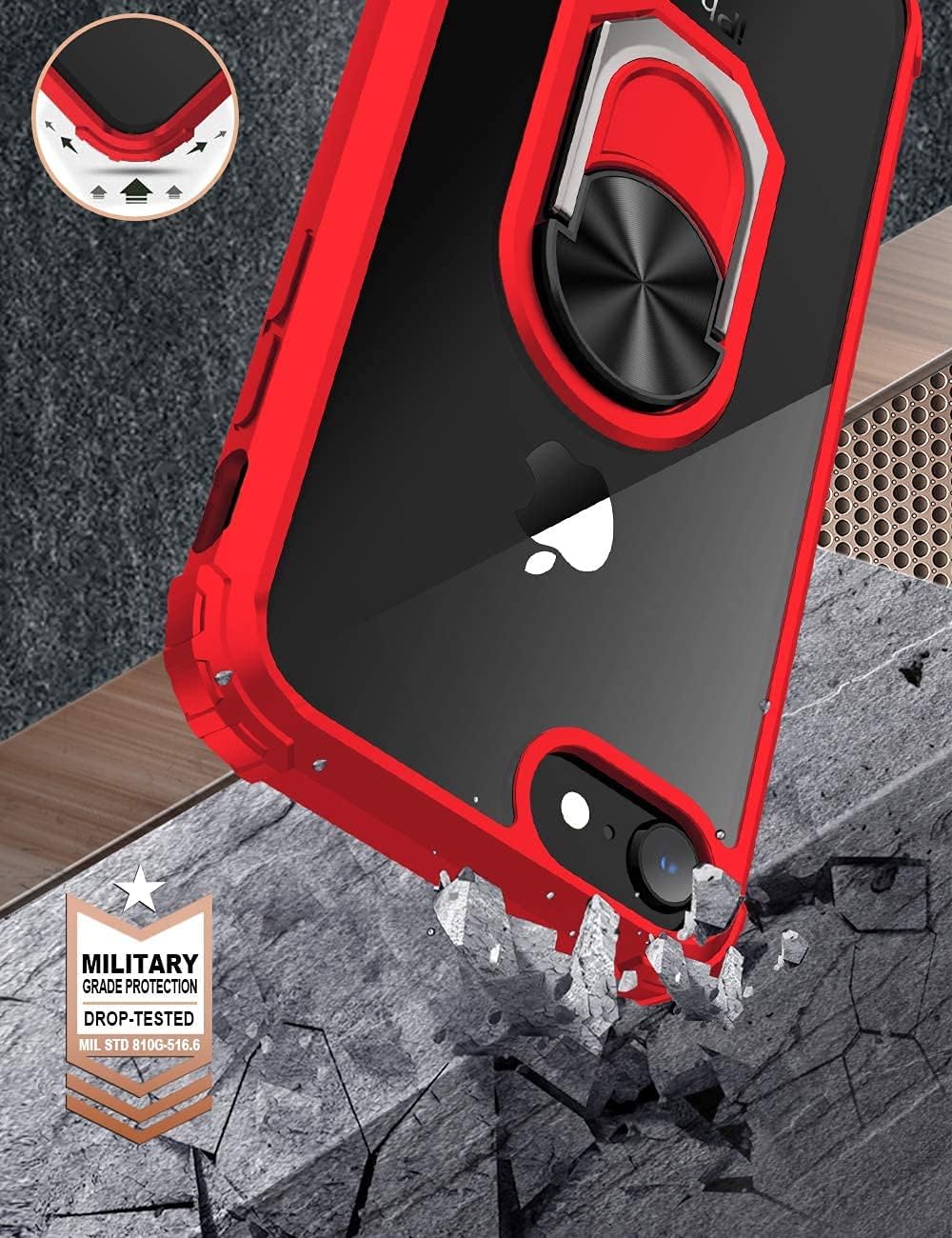 236PC iPhone 7 or iPhone 8 Case, [Military Grade Drop Protection] Drop Test Case|Stand|Compatible with Apple iPhone 8/iPhone 7 - Red