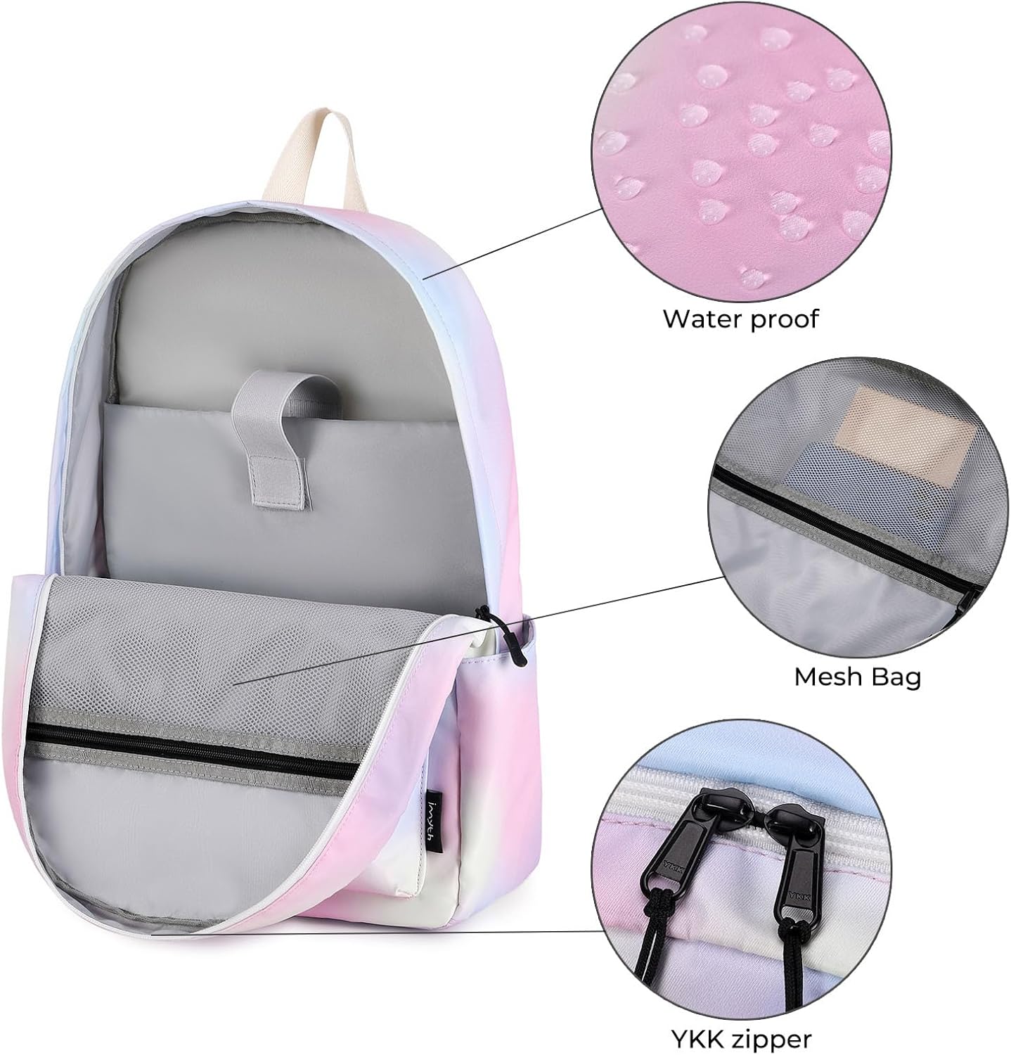 Imyth Backpack for Teen Girls School Gift Bookbag Lunch Box Pencil Bag 3 in 1 Set (Rainbow) - Image 4