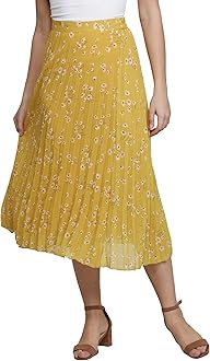 Floral Printed Pleated Navy/Multi Skirt