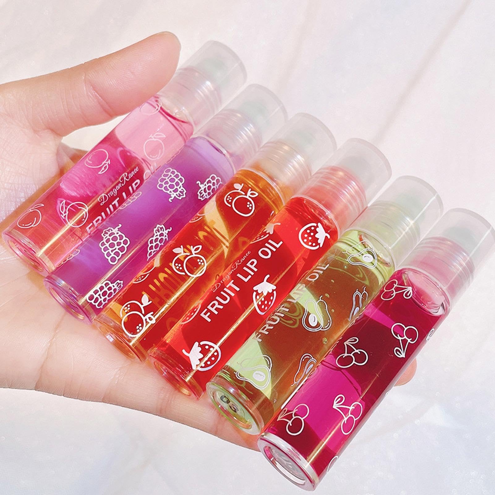 Dous Roll On Glitter Lip Gloss, Clear Flavor labios perfumados, Glossy Make Up Comfort Oil para labios secos y agrietados