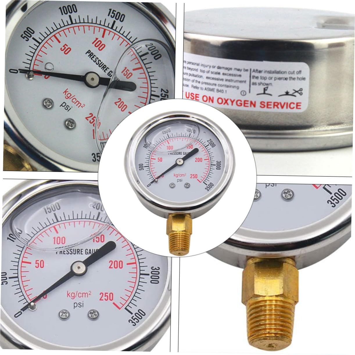 BESTYASH 1Pc Stainless Steel Oil Pressure Gauge Dial for Water and Gas Easy to Read Compact Design for Automotive Use