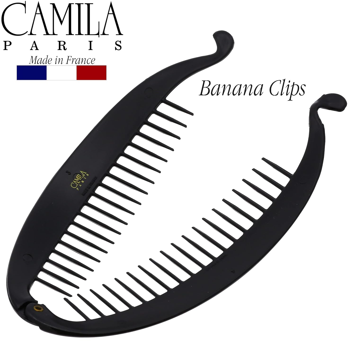 Camila Paris NV135 French Extra Large Banana Clip Hair Comb, Classic Banana Clips Hair for Thick Hair Ponytail Holder Interlocking Styling Clips for Women Made in France