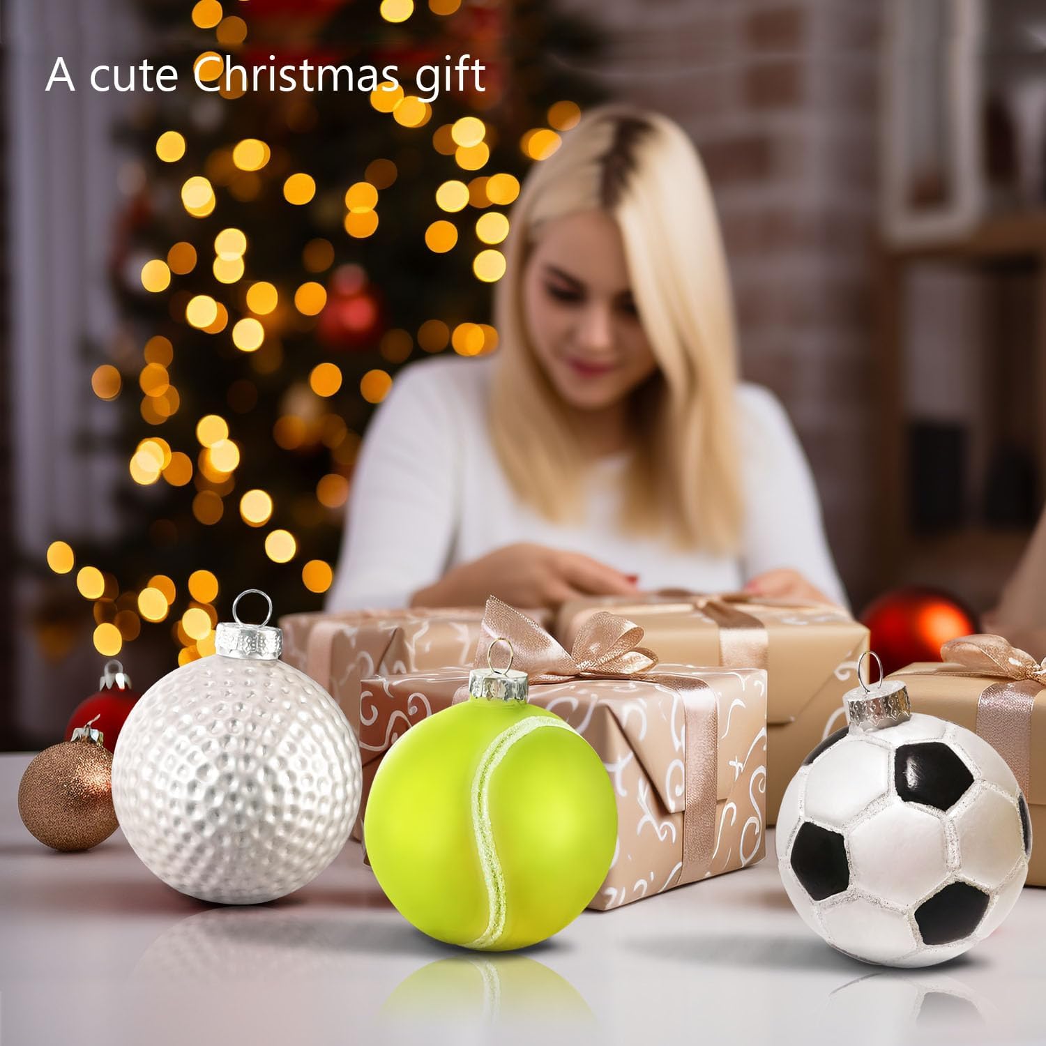 3.15” Christmas Golf Ornament Glass Blown Christmas Ball Ornaments for Christmas Tree Decoration - Christmas Ball Ornaments Balls for Xmas Holiday Party Tree Decoration - Image 8