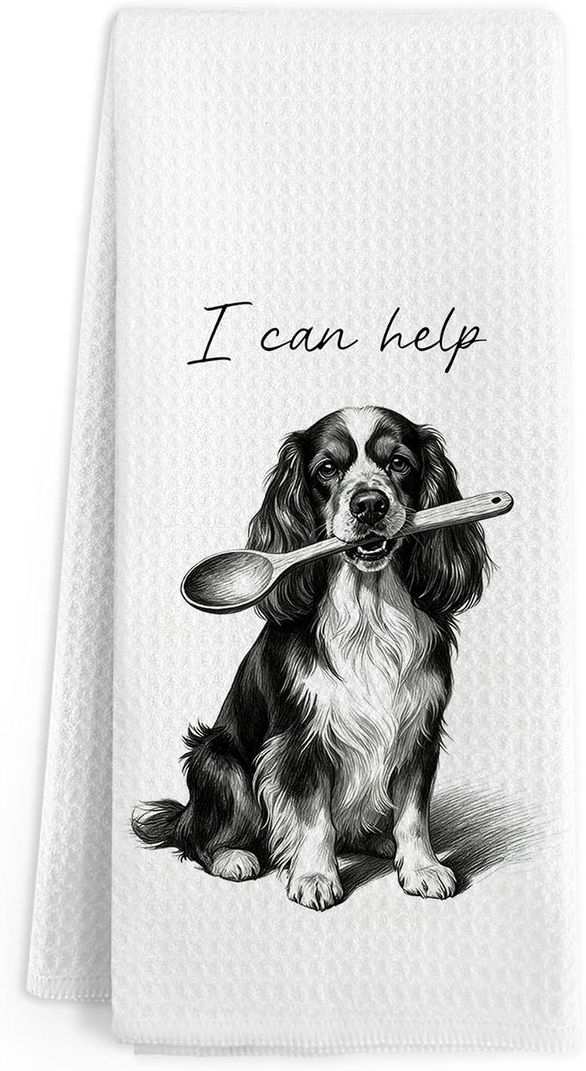 Funny Golden Retriever Dog Kitchen Towels, I Can Help Dogs Decorative Hand Towels, Golden Retriever Hand Dish Tea Towel for Kitchen Bathroom Decor, Funny Gifts for Dog Lovers, 16x24 Inch