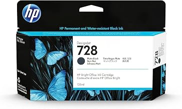 HP 728 Matte Black, Original Ink Cartridge | Compatible with HP DesignJet T830 and T730 130ml (3WX25A)