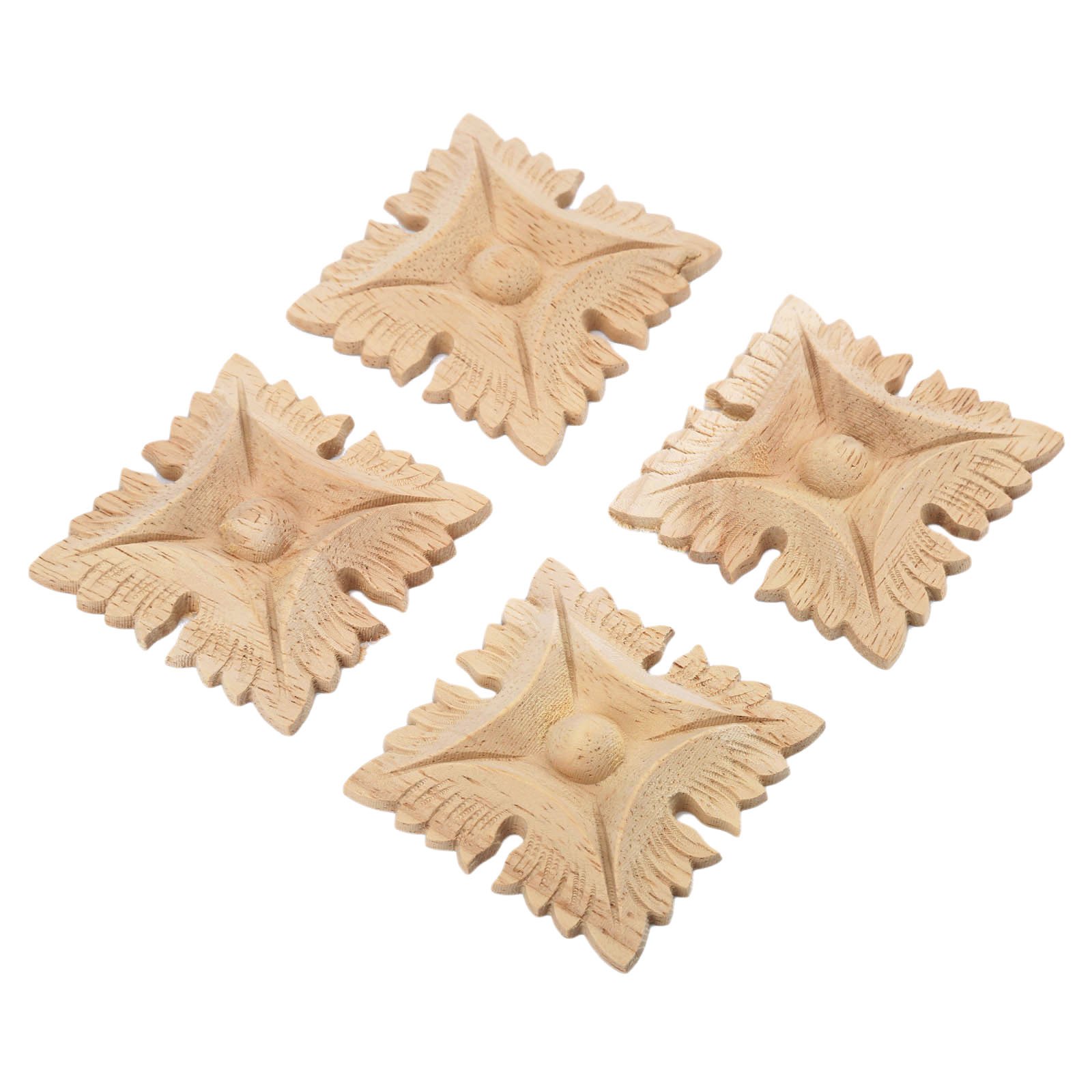 Muxsam 4Pcs 3# Wood Carved Square Corner Flower Onlay Applique Unpainted Door European Style