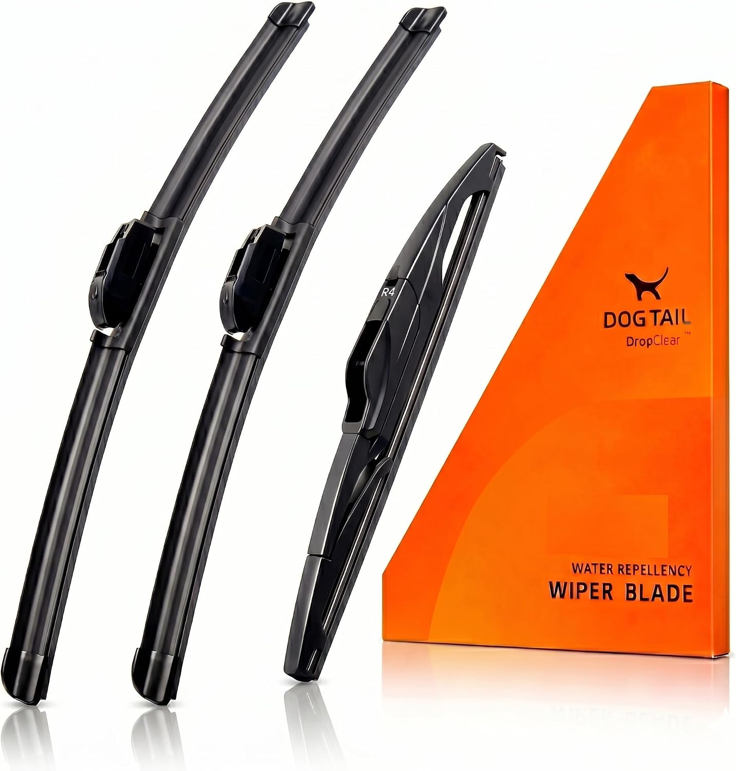 DOG TAIL (3 Pack) Silicone Front & Rear Wiper Blades for Jeep Wrangler JL 2018 2019 2020 2021 2022 2023, Water Repellent Automotive Replacement Windshield Wiper Blades for My Car