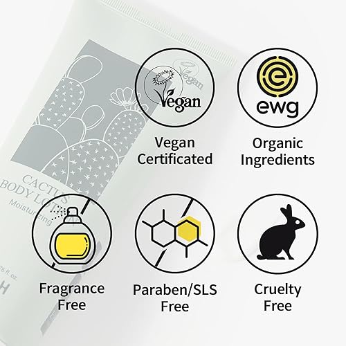 Miniatura 6 de YADAH Loción corporal de cactus de 6.76 onzas líquidas, 69.58% de cactus en lugar de agua, emulsión hidratante vegana sin parabenos para pieles