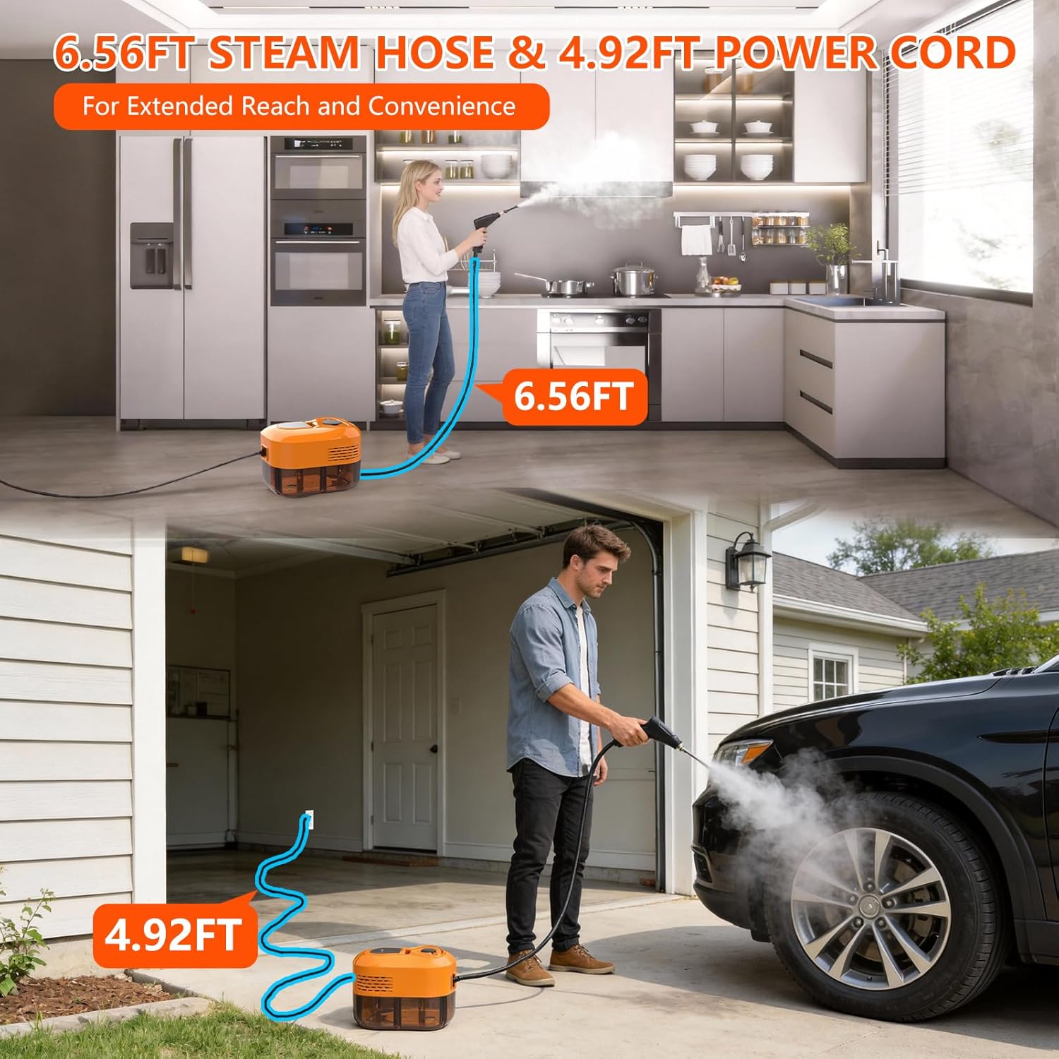 Steam Cleaner for Home & Car - 1800ML Water Tank 15s Heat-Up Portable Steamer for Cleaning, 6 Level Handheld Steam Cleaner for Car Detailing with 17 Accessories for Furniture, Grease, Carpet, Grout