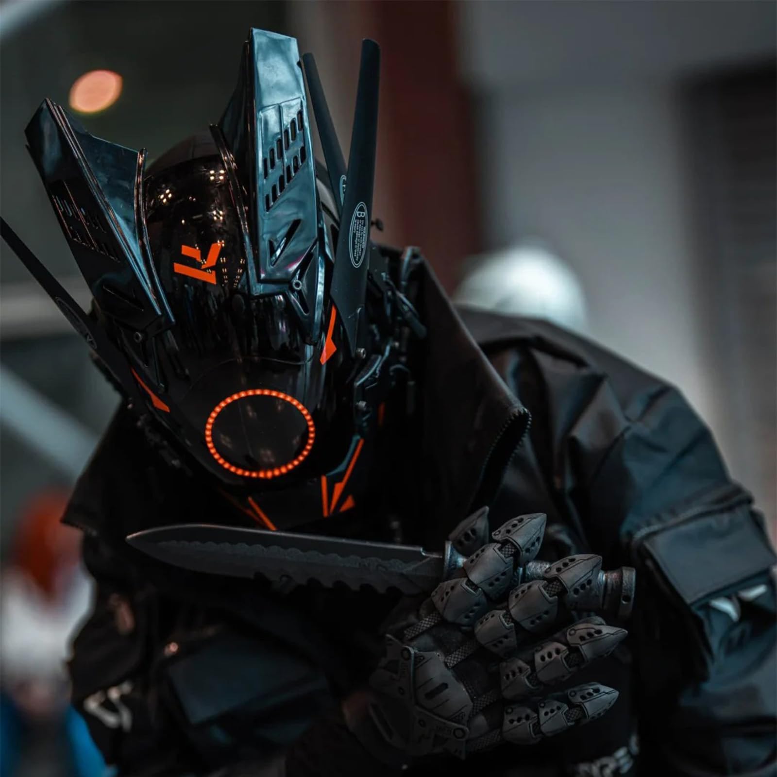 Máscara de casco punk redonda con trenzas, máscara futurista para Halloween, festival de música, cosplay, accesorios de disfraz para adultos