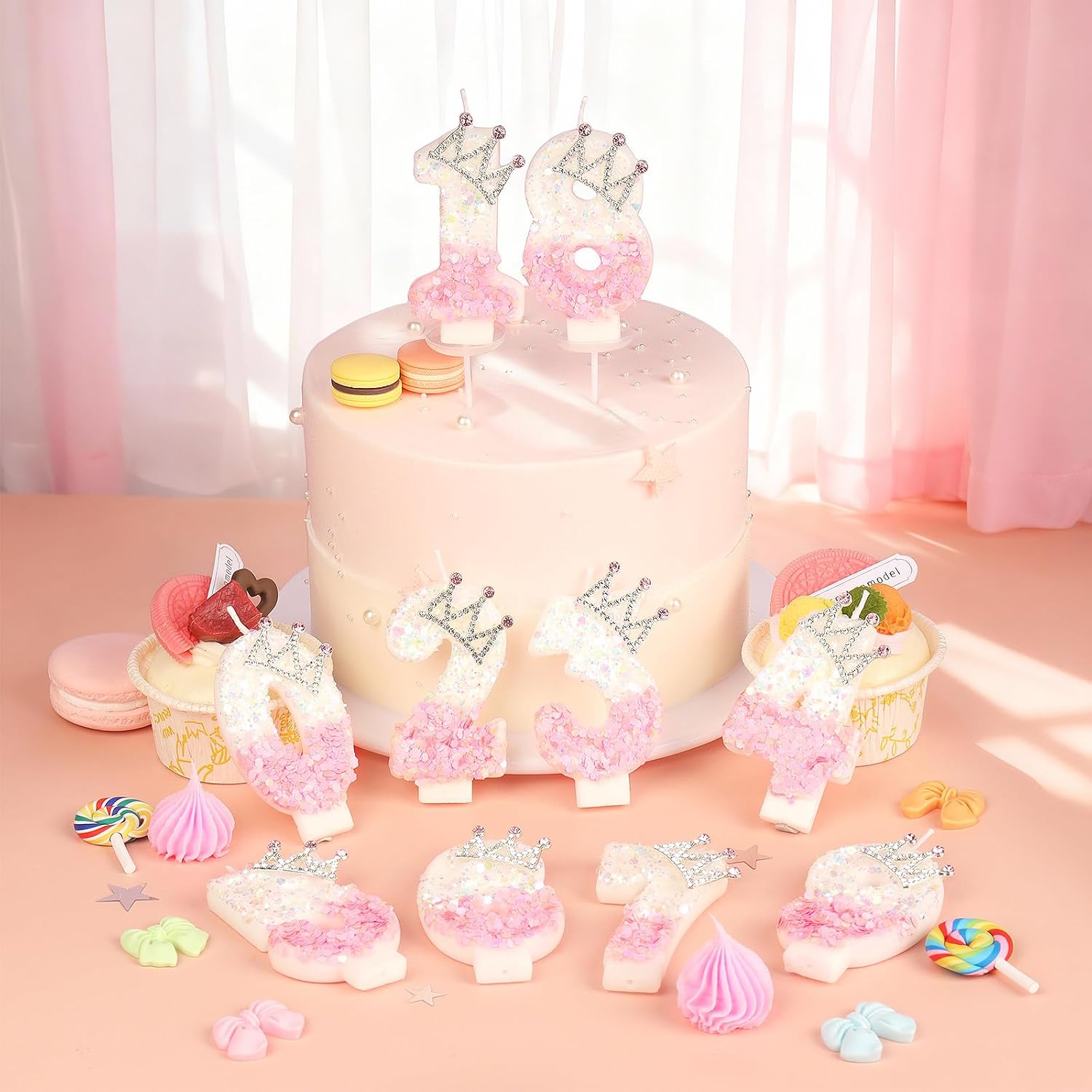 Crown Number 1 Candle for Cake, Pink Crown 1st Birthday Cake Topper, Princess Birthday Party Decorations, Anniversary Celebrations Party Supplies
