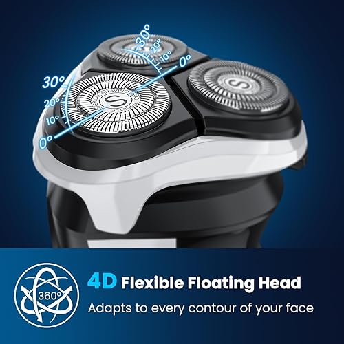 Miniatura 3 de Afeitadora eléctrica impermeable para hombre con estuche de viaje, potente y silenciosa, carga rápida tipo C (carga de 60 minutos, uso de 120
