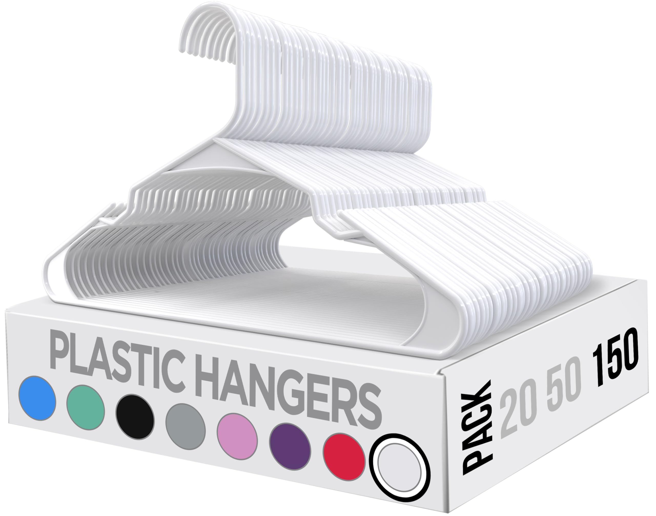Utopia Home Clothes Hangers 150 Pack - Plastic Hangers Space Saving - Durable Coat Hanger with Shoulder Grooves (White)