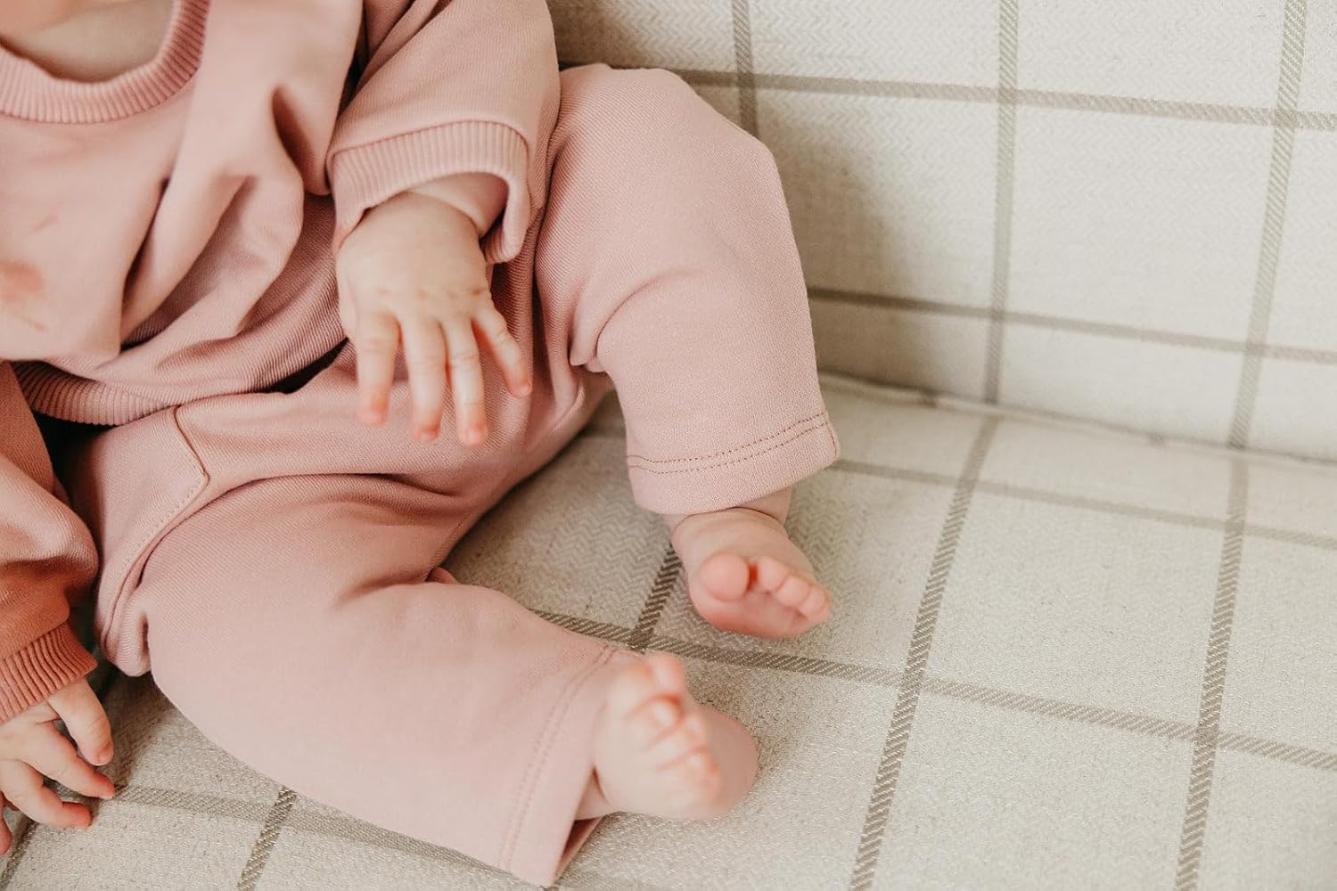 Copper Pearl Pocket Pant: Baby Pants Designed for Diapered Bums, Sizes 0-3 Months to 18-24 Months, Elastic Waistband Baby Joggers, Adorable Baby Sweatpants with Pockets - Mae 3-6M