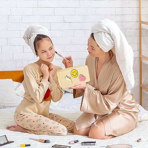 Miniatura 5 de Preppy Patch - Bolsa de maquillaje pequeña de nailon impermeable portátil bolsa organizadora de artículos de aseo personal bolsa de uso diario para