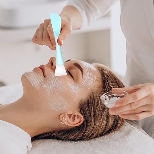 Miniatura 6 de Aplicador de máscara facial de silicona, 4 piezas reutilizables de doble extremo, cepillo de máscara facial lavable, espátula de belleza,