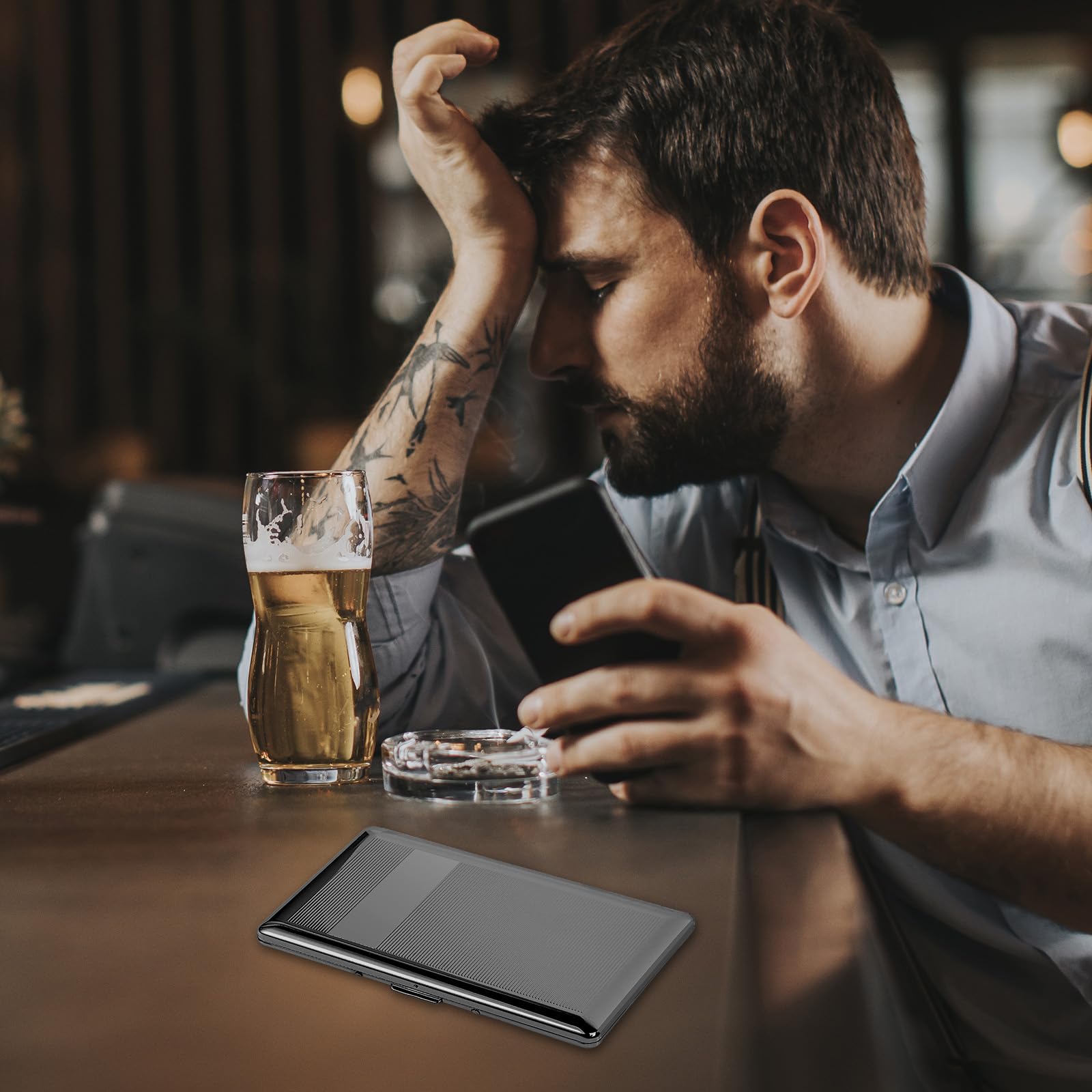 Beautiful Stylish Metal Ladies and Men's Cigarette Case,Holds 20pcs 120's Capri Cigarettes (Patterned Pink, 20pcs 120's)