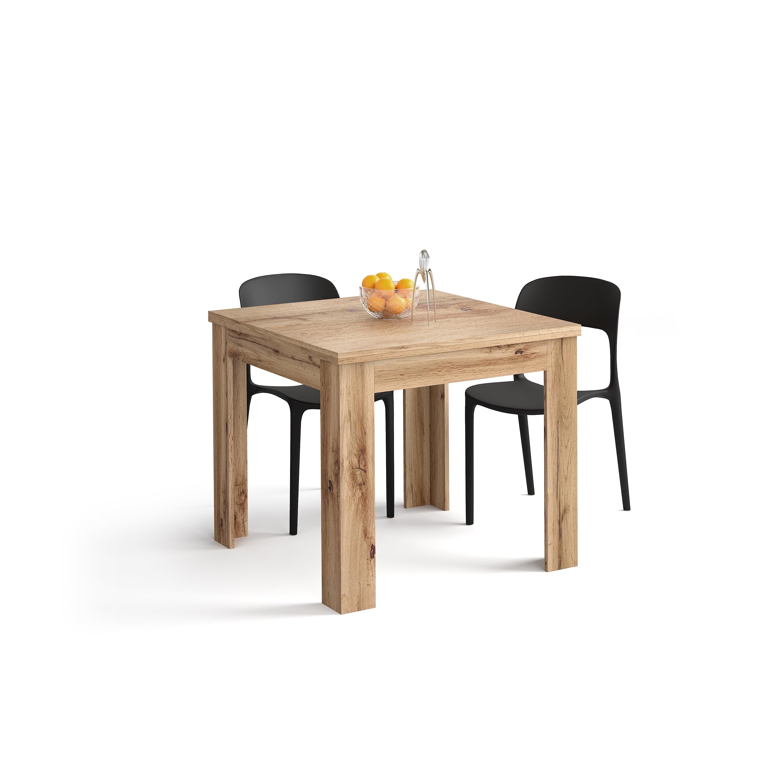 Mobili Fiver, Tavolo Quadrato Allungabile a libro Eldorado, 90x(180) x90 cm, Rovere Rustico, per 4-8 persone, Tavolo Cucina, Made in Italy