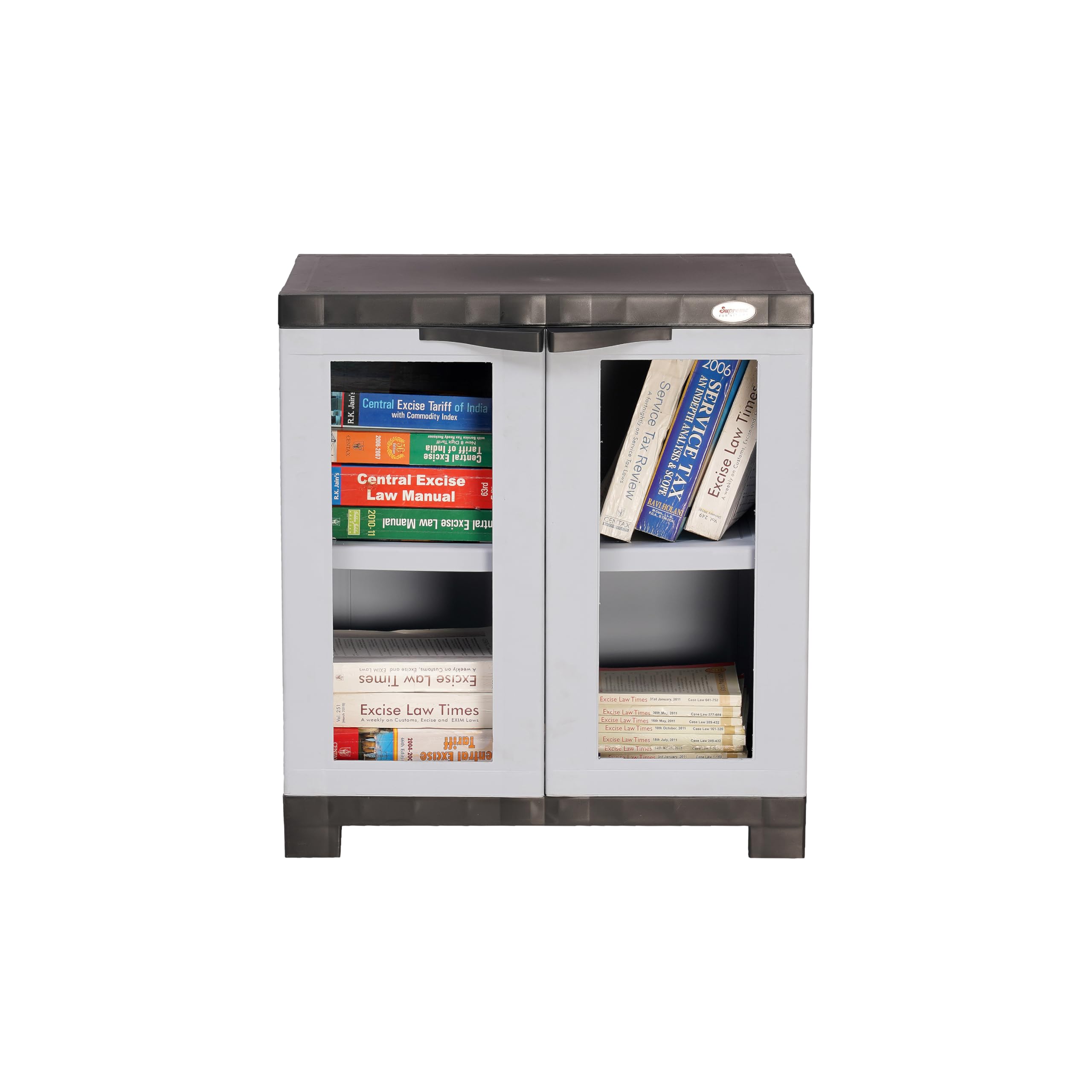 Supreme Furniture Fusion 01 FG See-Thru Glass Panels Bookshelf (Small Size, Coke RED/Blue) - (DIY) (Charcoal/Sky Grey)-image-44