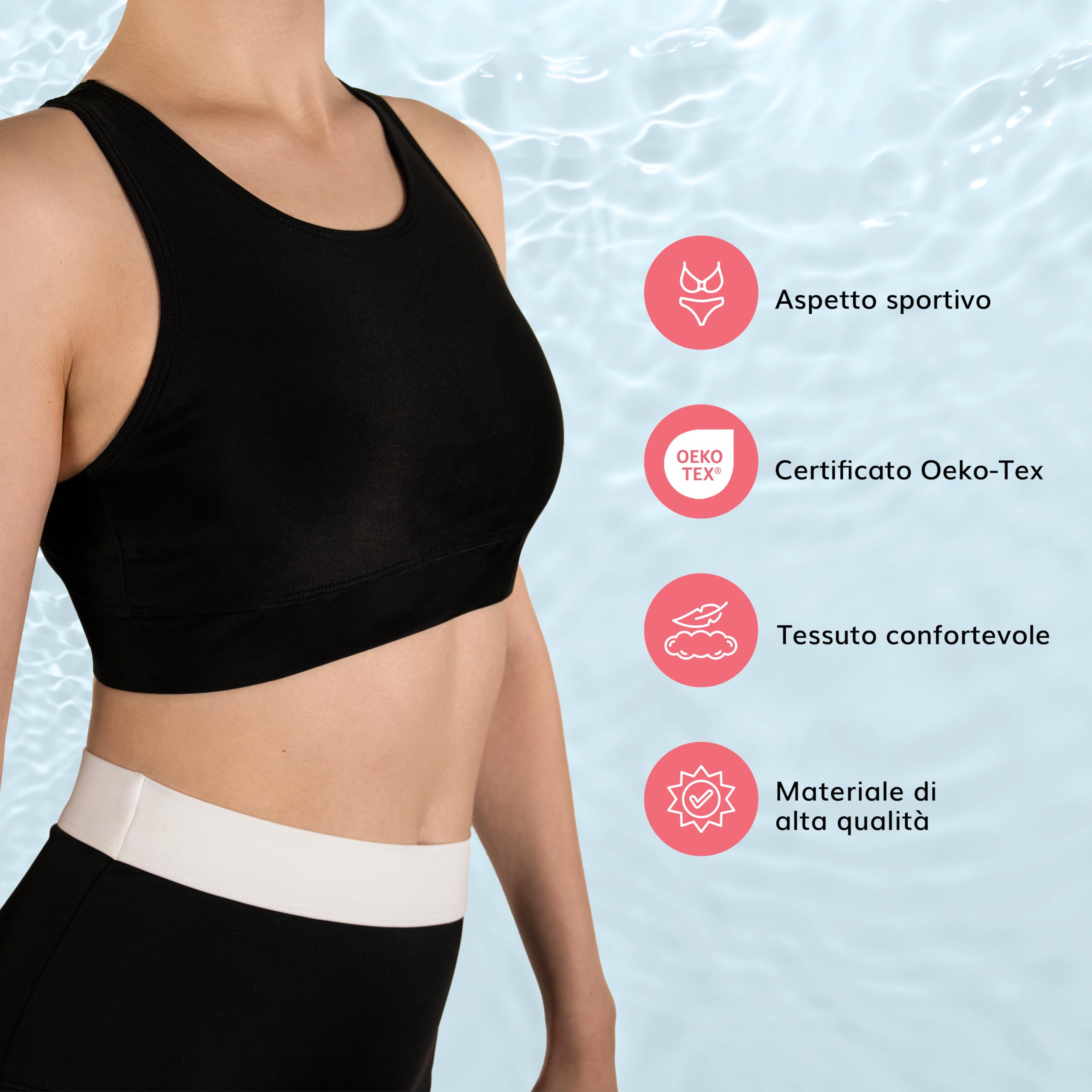 MYLILY Costume Bagno Top Donna Noir | Top Bikini | Top Bagno | Bikini Nero | Costume Mare | Bralette Sportivo Mare Donna